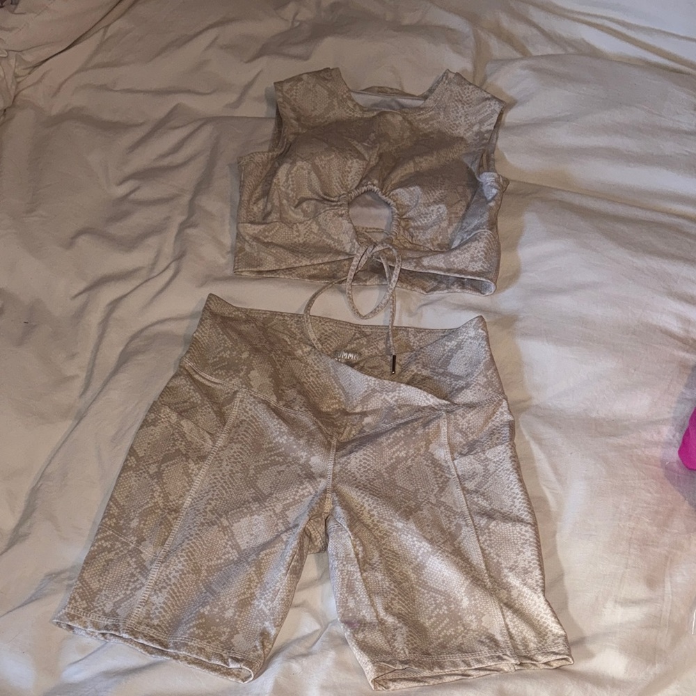 Summer Ray Snake Print Sports Bra and Shorts Set